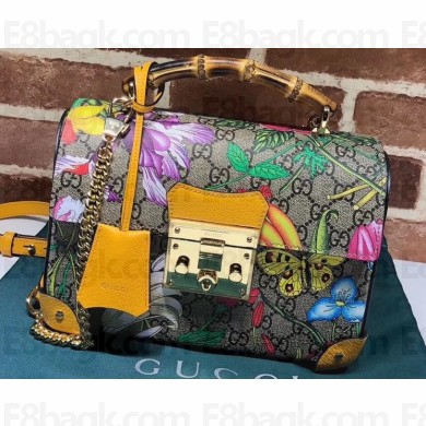 Gucci Padlock Small Bamboo Shoulder Bag 603221 GG Flora Print 2020