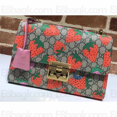 Gucci Padlock Medium Shoulder Bag 409486 GG Strawberry