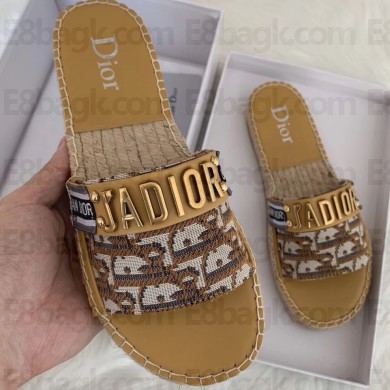Dior Oblique J'adior Canvas Espadrilles Slipper Sandals Brown 2020