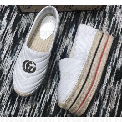 Gucci Leather Platform Espadrilles White With Double G 2020
