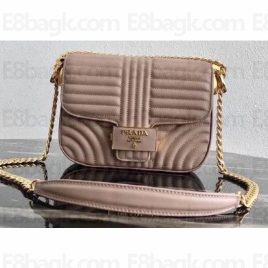 Prada Diagramme Leather Shoulder Bag 1BD217 Nude 2020