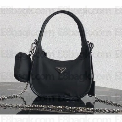 Prada Re-Edition 1995 Nylon Mini Hobo Bag 1BC114 Black 2020