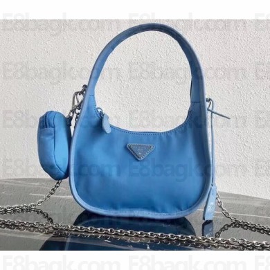 Prada Re-Edition 1995 Nylon Mini Hobo Bag 1BC114 Blue 2020