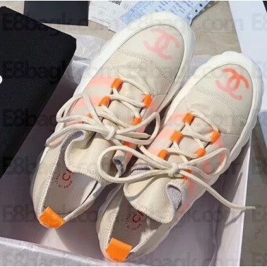 Chanel CC Logo Sneakers White/Orange 2020