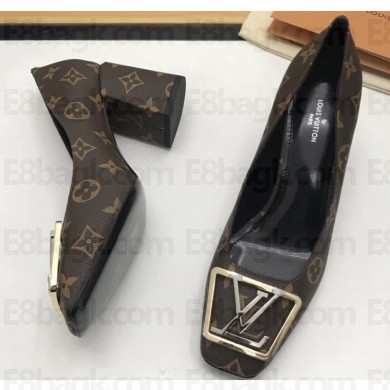 Louis Vuitton Heel 7.5cm Square LV Initials Madeleine Pumps Patent Monogram Canvas 2020