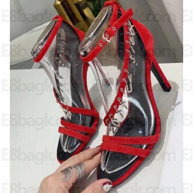 Louis Vuitton Heel 10cm Melody Sandals Suede Red 2020