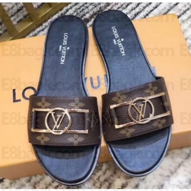 Louis Vuitton Monogram LV Dauphine Lock it Flat Mules Coffee 2020