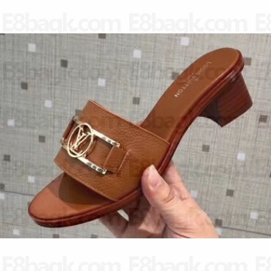 Louis Vuitton Heel 4.5cm LV Dauphine Lock it Mules Calf Leather Brown 2020