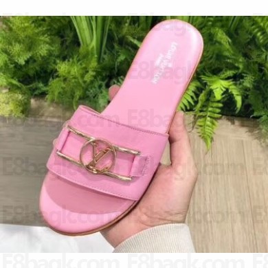 Louis Vuitton Calf Leather LV Dauphine Lock it Flat Mules Pink 2020