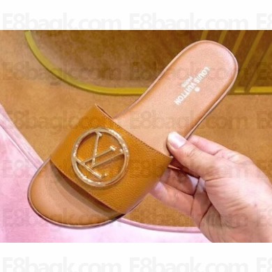 Louis Vuitton LV Circle Lock it Flat Mules Calf Leather Brown 2020