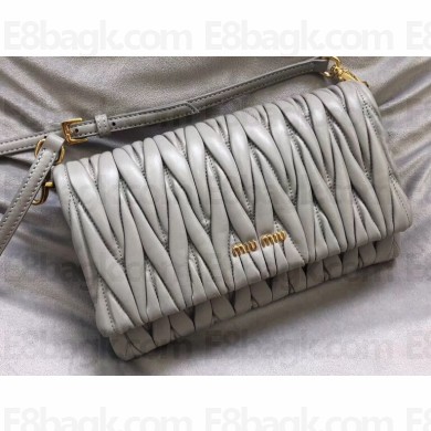 Miu Miu Matelassé Leather Mini Bag 5BH080 Gray