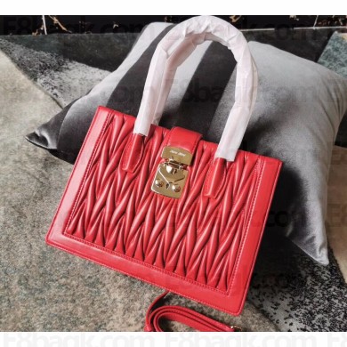 Miu Miu Miu Confidential Matelassé Nappa Leather Bag 5BA126 Red