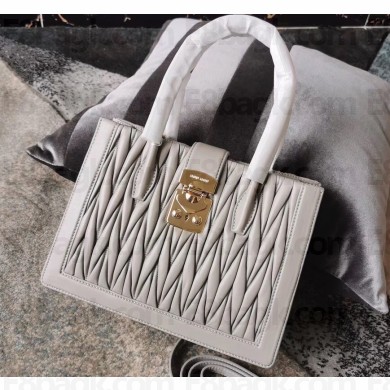 Miu Miu Miu Confidential Matelassé Nappa Leather Bag 5BA126 Gray