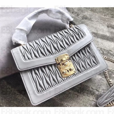 Miu Miu Miu Confidential Matelassé Leather Bag 5BA094 Gray