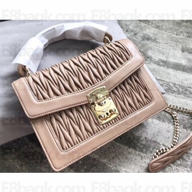 Miu Miu Miu Confidential Matelassé Leather Bag 5BA094 Nude