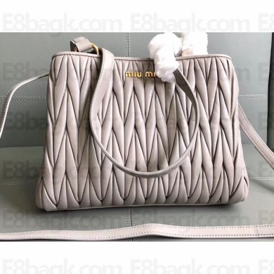 Miu Miu Matelassé Leather Shoulder Bag 5BG103 Gray
