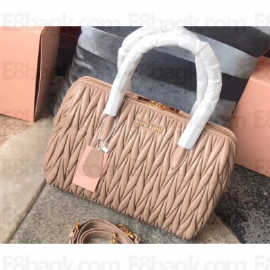 Miu Miu Matelassé Leather Top Handle Bag 5BB033 Nude