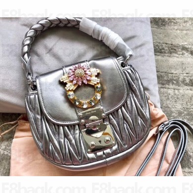 Miu Miu Leather Coffer Bag 5BH111 Silver Gray
