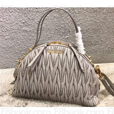 Miu Miu Matelassé Leather Shoulder Bag 5BB034 Gray