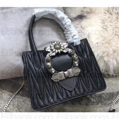 Miu Miu Miu Lady Matelassé Leather Bag 5BA081 Black