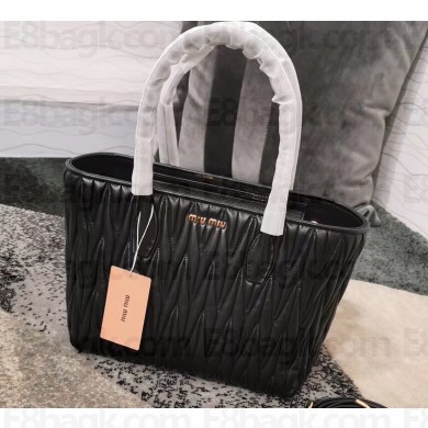 Miu Miu Matelassé Nappa Leather Tote Bag 5BG163 Black
