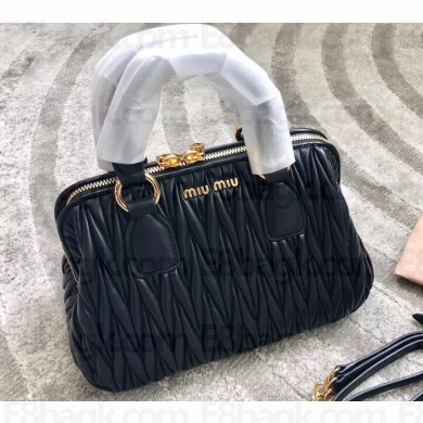 Miu Miu Matelasse Leather Bauletto Top Handle Bag RL0059 Black