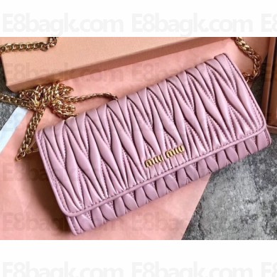Miu Miu Matelassé Leather Clutch Bag with Chain 5DH002 Pink