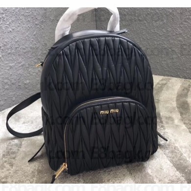Miu Miu Matelassé Leather Backpack Bag 5BZ022 Black
