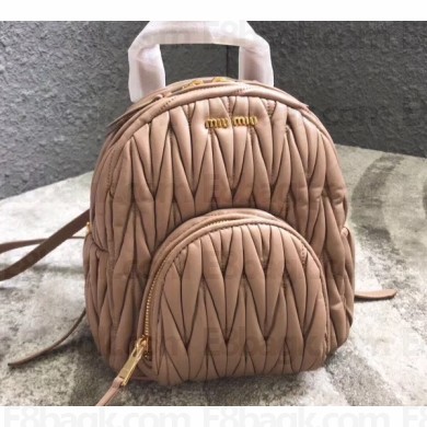 Miu Miu Matelassé Leather Backpack Bag 5BZ015 Nude