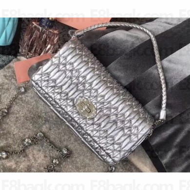 Miu Miu Crystal Leather Bag 5BD417 Silver