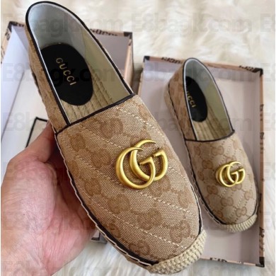 Gucci GG Matelassé Canvas Espadrilles Beige/Black 2020