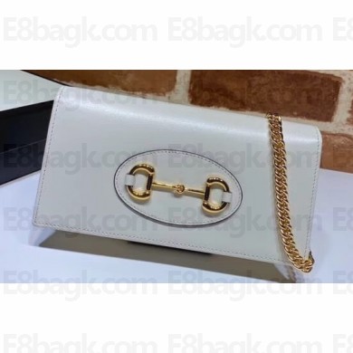 Gucci 1955 Horsebit Wallet with Chain Bag 621892 Leather White 2020