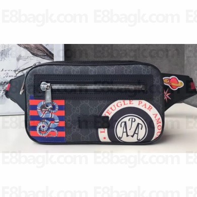 Gucci GG Black Belt Bag 474293 Print
