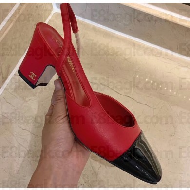 Chanel Heel 6.5cm Slingbacks G31318 Red/Patent Black 2020