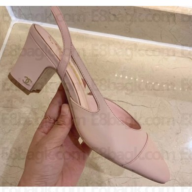 Chanel Heel 6.5cm Slingbacks G31318 Light Pink 2020