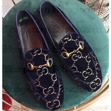 Gucci Women's Horsebit Loafer GG Velvet Blue