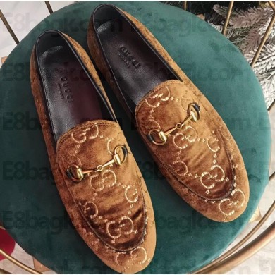 Gucci Women's Horsebit Loafer GG Velvet Coffee
