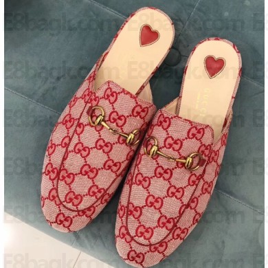 Gucci Women's Princetown Horsebit Slipper GG Canvas Pink