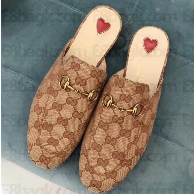 Gucci Women's Princetown Horsebit Slipper GG Canvas Beige