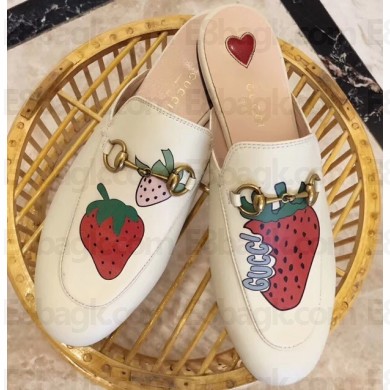 Gucci Women's Princetown Horsebit Slipper Leather Strawberry