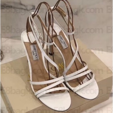 Jimmy Choo Heel 10cm TESCA Sandals Patent White 2020