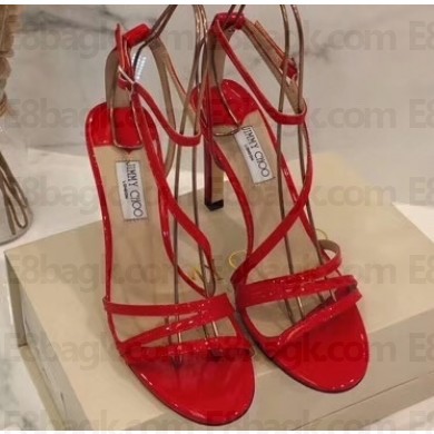 Jimmy Choo Heel 10cm TESCA Sandals Patent Red 2020