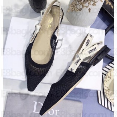 Dior J'Adior Slingback Fishnet Ballet Flats Black 2020