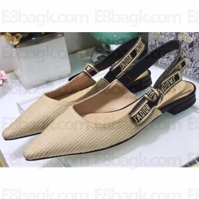 Dior J'Adior Embroidered Slingback Ballet Flats Beige 2020