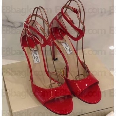 Jimmy Choo Heel 10cm EMSY Sandals Patent Red 2020