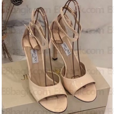 Jimmy Choo Heel 10cm EMSY Sandals Patent Nude 2020