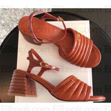 Fendi Promenade Slingbacks Sandals Leather Brown with Wide Topstitched Band 2020