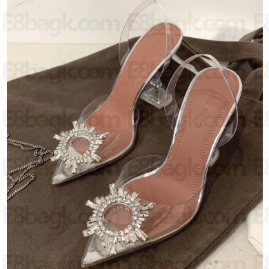 Amina Muaddi Heel 10cm Begum Glass Slingback Pumps Transparent PVC