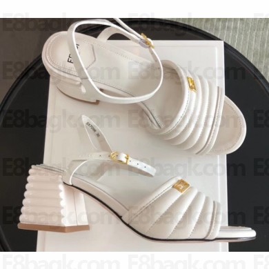 Fendi Promenade Slingbacks Sandals Leather White with Wide Topstitched Band 2020