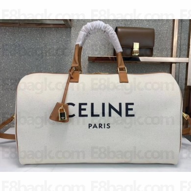 Celine Textile Canvas Large Voyage Bag White/Brown 2020